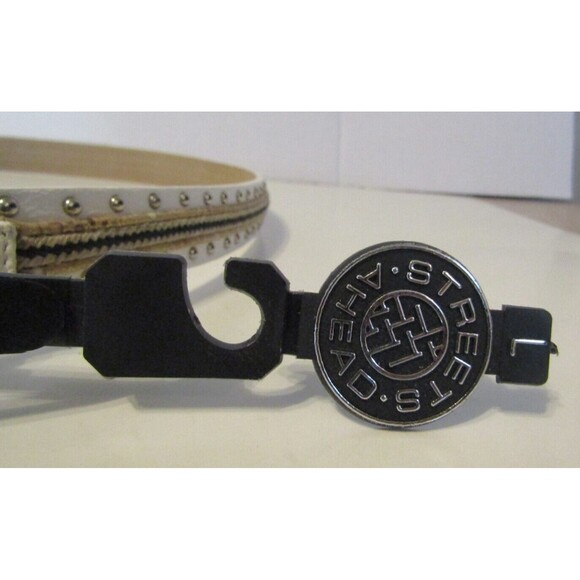 Streets Ahead Belt NWT White Leather Western USA Made Size L 22022 - Picture 5 of 9